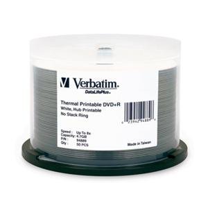 Verbatim DVD-R White Thermal Hub Printable - 50 Pack